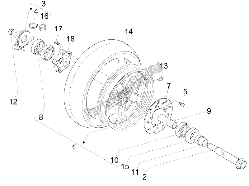 Todas las partes para Rueda Delantera de Gilera Nexus 125 E3 2007