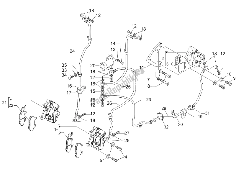 Toutes les pièces pour le Tuyaux De Freins - étriers du Gilera Nexus 500 E3 2006