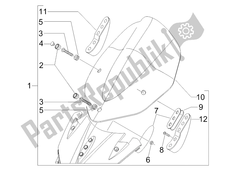 All parts for the Windshield - Glass of the Gilera Nexus 500 E3 2009