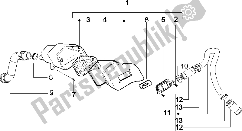 All parts for the Secondary Air Box of the Gilera Storm 50 UK 2007