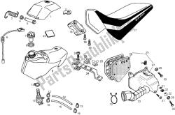 Fuel tank-filter box-seat