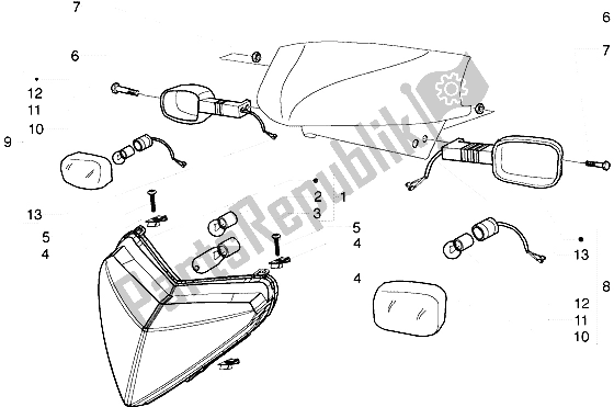 All parts for the Headlamps And Turn Signal Lamps of the Gilera ICE 50 1998