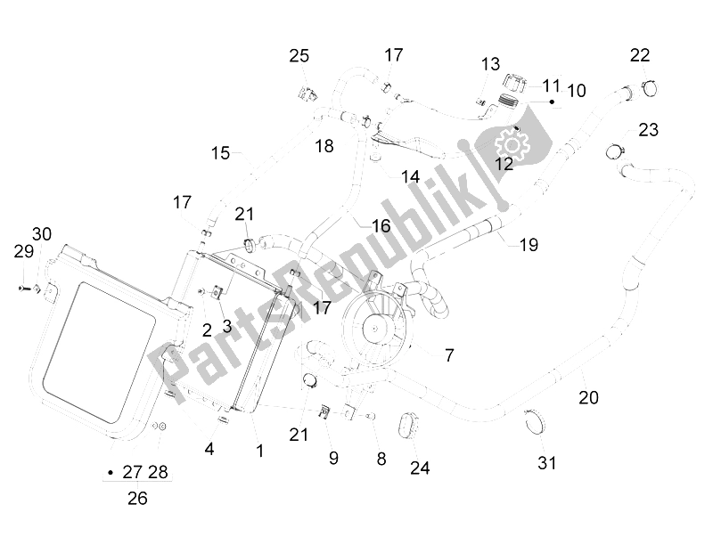 Toutes les pièces pour le Système De Refroidissement du Gilera Fuoco 500 E3 2007