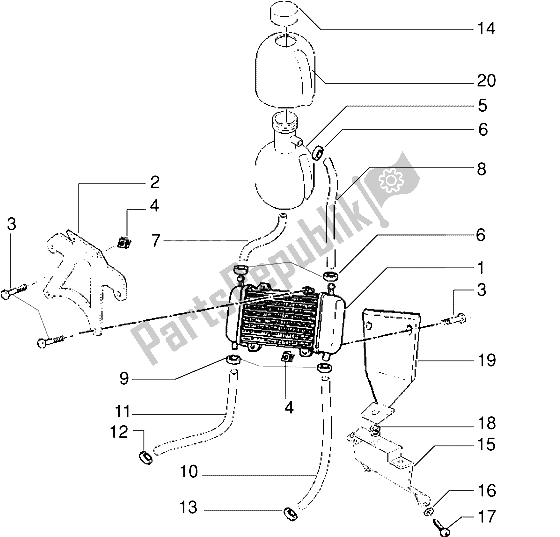 All parts for the Installation De Refroidissement of the Gilera DNA 50 1998