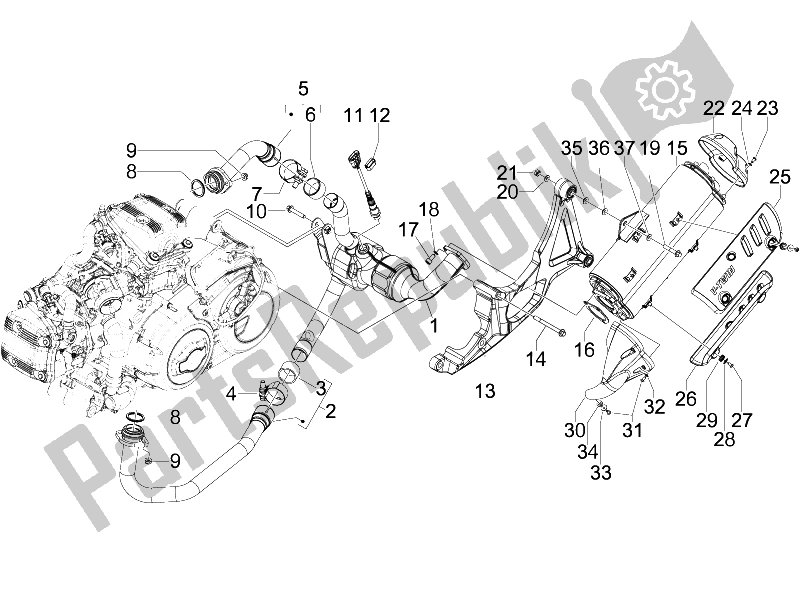 All parts for the Silencer of the Gilera GP 800 2007