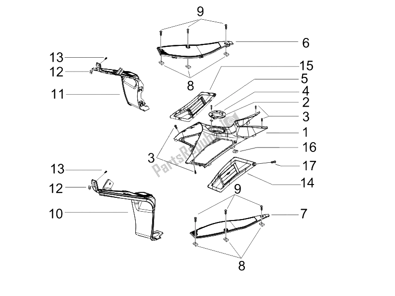 Toutes les pièces pour le Housse Centrale - Repose-pieds du Gilera Runner 50 SP UK 2005