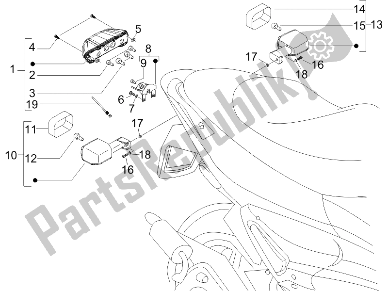 Toutes les pièces pour le Phares Arrière - Clignotants du Gilera Runner 200 VXR 4T Race E3 UK 2006