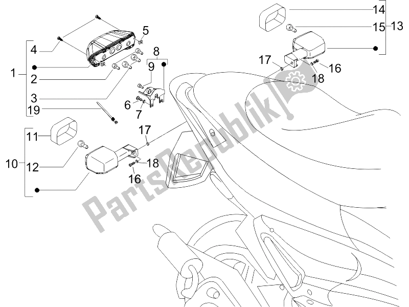 Toutes les pièces pour le Phares Arrière - Clignotants du Gilera Runner 200 VXR 4T Race E3 2006