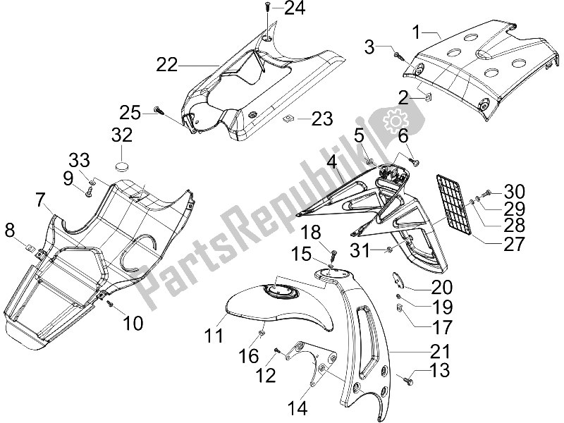 All parts for the Rear Cover - Splash Guard of the Gilera Runner 50 SP 2007