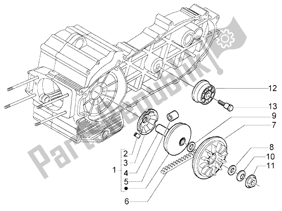 All parts for the Driving Pulley of the Gilera Nexus 500 1998