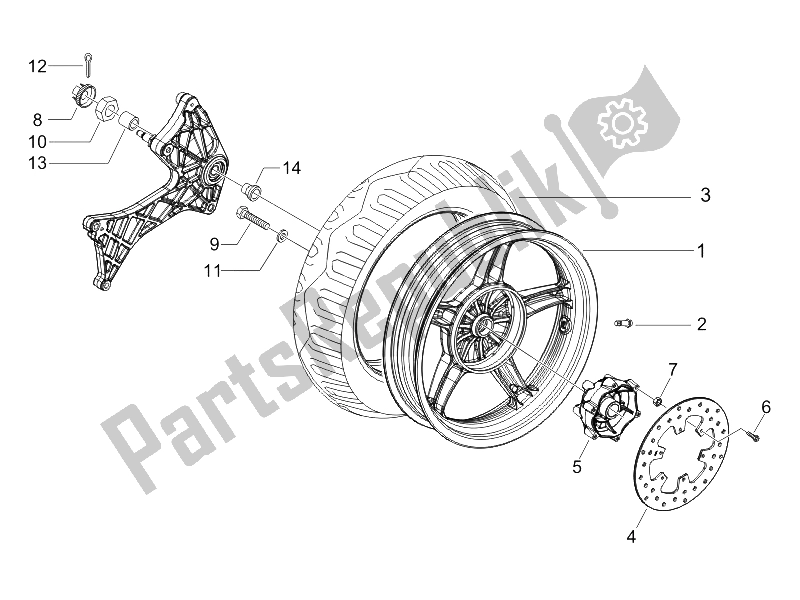 All parts for the Rear Wheel of the Gilera Runner 125 VX 4T E3 UK 2006