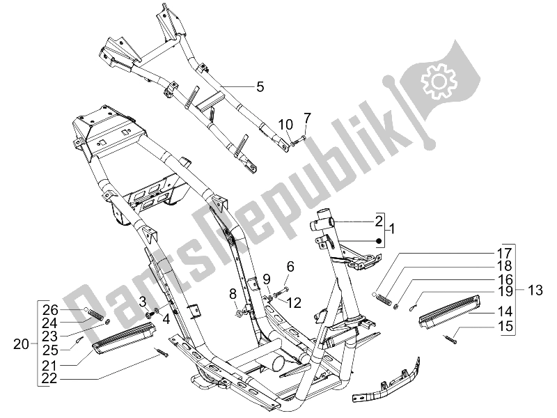 Alle onderdelen voor de Frame / Carrosserie van de Gilera Runner 200 VXR 4T Race E3 UK 2006