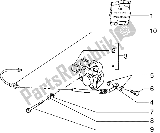 Toutes les pièces pour le Tuyauterie De Frein Avant-étrier De Frein Avant du Gilera Runner 50 1998