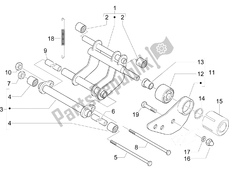 All parts for the Swinging Arm of the Gilera Runner 125 VX 4T SC UK 2006