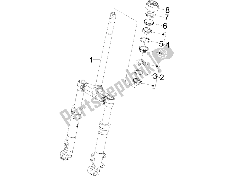 All parts for the Fork/steering Tube - Steering Bearing Unit of the Gilera Runner 125 VX 4T E3 Serie Speciale 2007