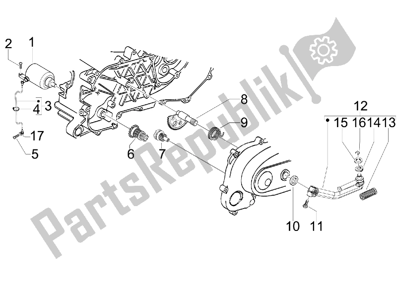 All parts for the Stater - Electric Starter of the Gilera Stalker Naked UK 50 2008