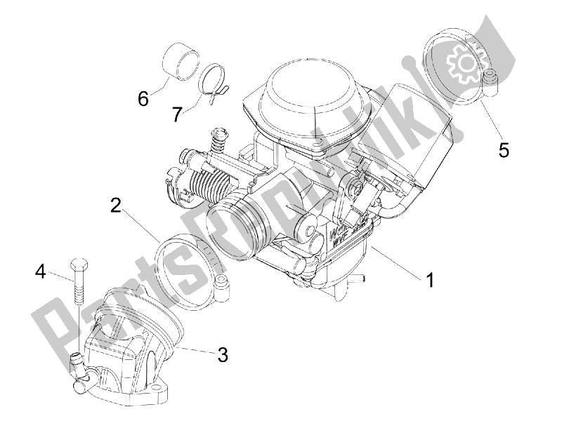 All parts for the Carburettor, Assembly - Union Pipe of the Gilera Runner 200 VXR 4T E3 2006