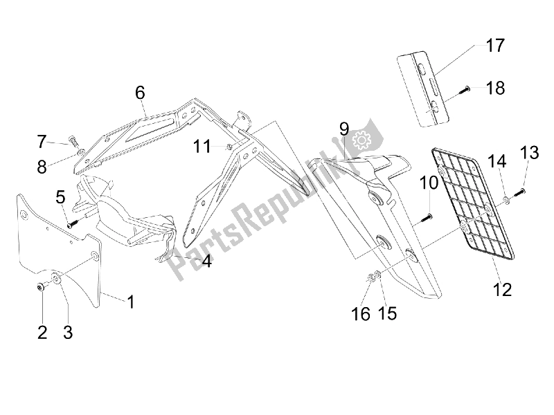 Toutes les pièces pour le Capot Arrière - Protection Contre Les éclaboussures du Gilera Nexus 300 IE E3 2009