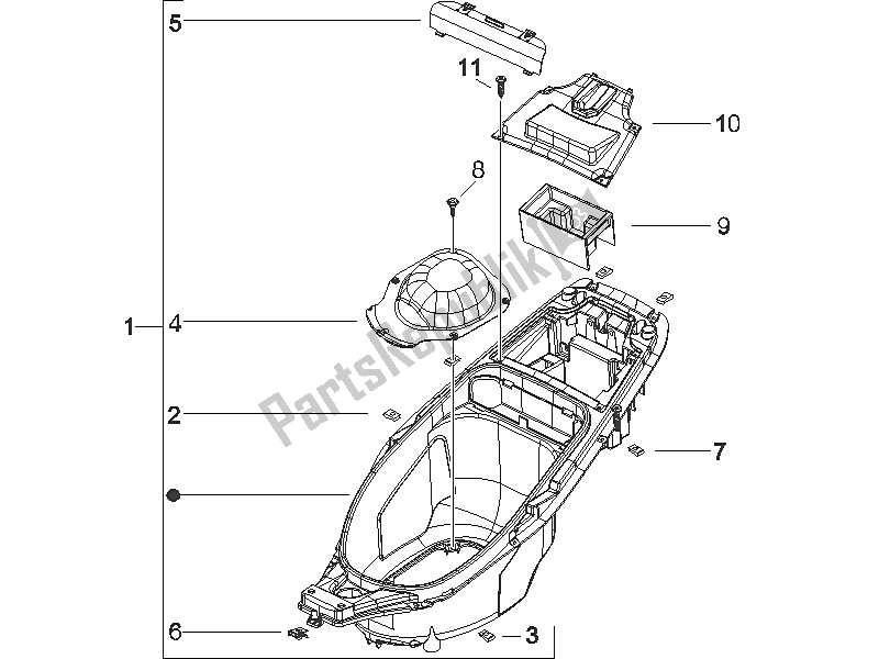 All parts for the Helmet Huosing - Undersaddle of the Gilera Runner 50 SP 2005