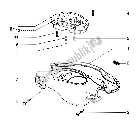 Tutte le parti per il Contachilometri Km. Coprimanubrio del Gilera Runner 125 FX 2T 1998