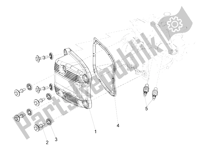 Todas las partes para Cubierta De Tapa De Cilindro de Gilera Fuoco 500 4T 4V IE E3 LT 2013