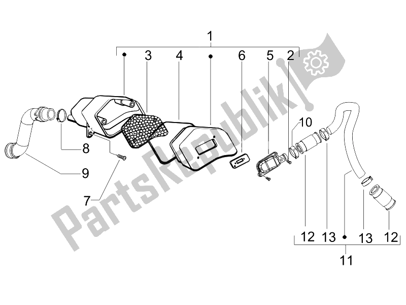 Toutes les pièces pour le Boîte à Air Secondaire du Gilera Runner 50 SP 2010