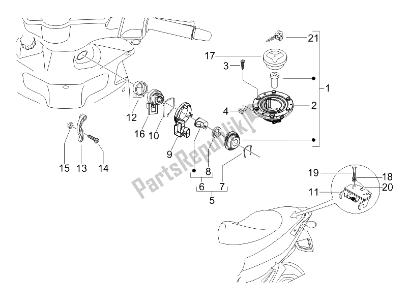 Toutes les pièces pour le Serrures du Gilera Runner 125 VX 4T E3 2007