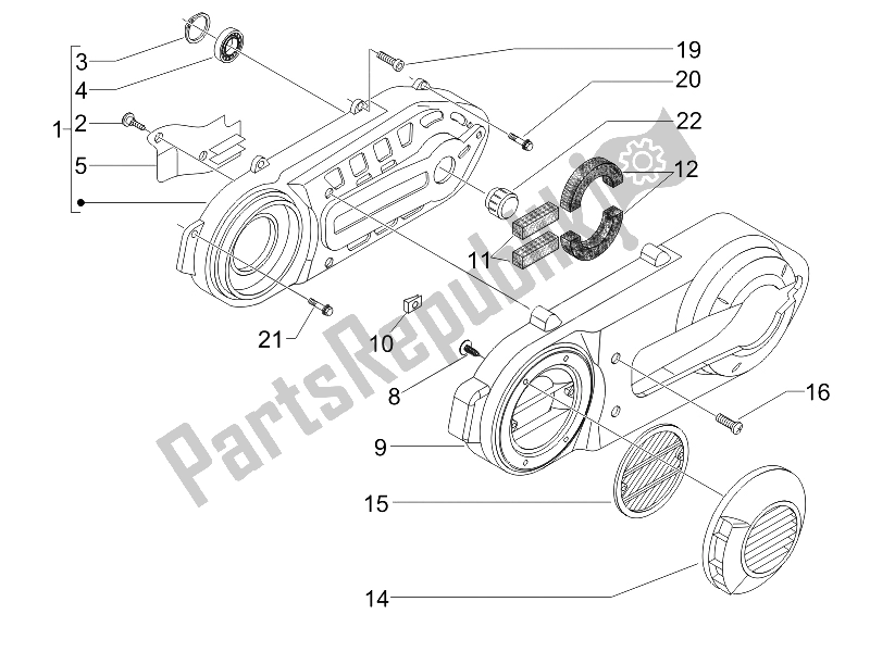 All parts for the Crankcase Cover - Crankcase Cooling of the Gilera Nexus 500 SP E3 2006