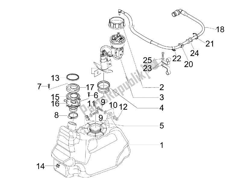 Toutes les pièces pour le Réservoir D'essence du Gilera Nexus 300 IE E3 2008