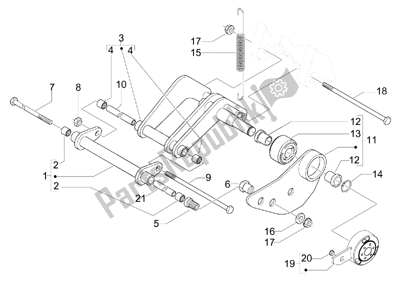 Toutes les pièces pour le Bras Oscillant du Gilera Nexus 300 IE E3 2008