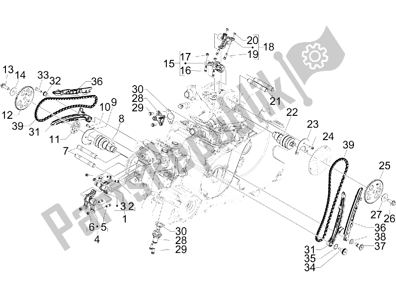 All parts for the Rocking Levers Support Unit of the Gilera GP 800 2007