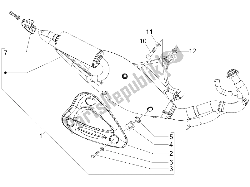 All parts for the Silencer of the Gilera Runner 50 Pure JET Race 2005