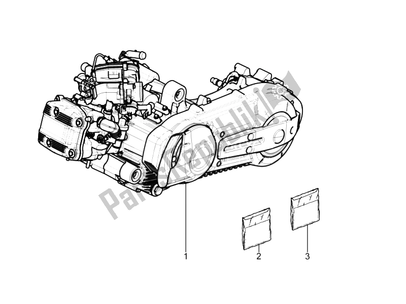 All parts for the Engine, Assembly of the Gilera Nexus 500 E3 2009