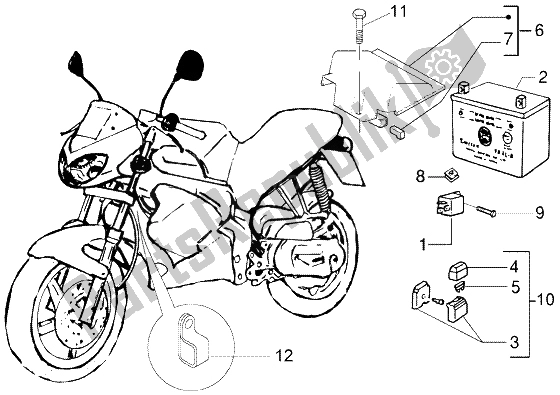 Alle onderdelen voor de Batterij - Afstandsbedieningsschakelaar van de Gilera DNA M Y 50 1998