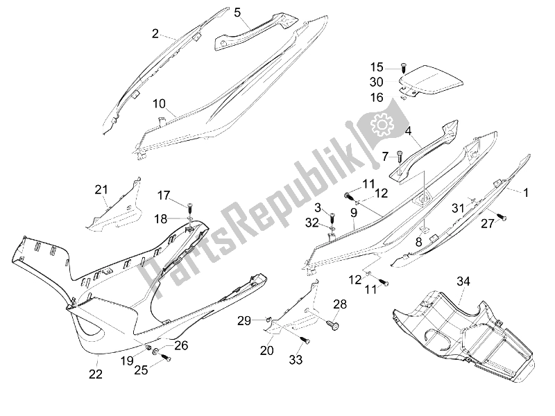 Toutes les pièces pour le Couvercle Latéral - Spoiler du Gilera Nexus 125 E3 2007