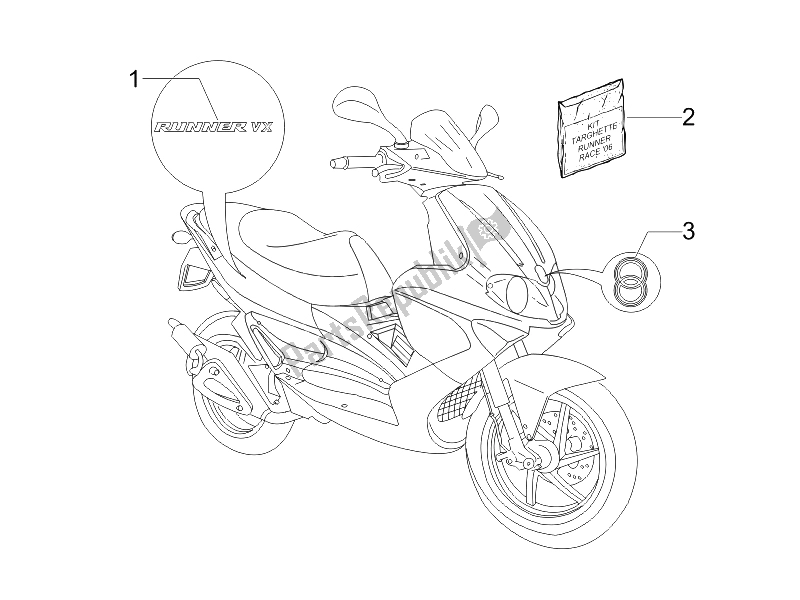 Todas las partes para Placas - Emblemas de Gilera Runner 125 VX 4T Race 2005