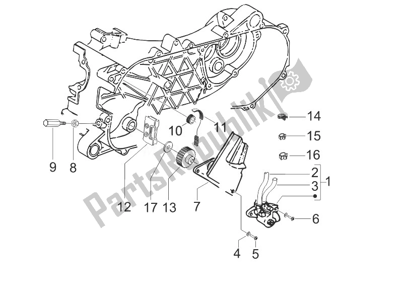 All parts for the Oil Pump of the Gilera Stalker 50 2008