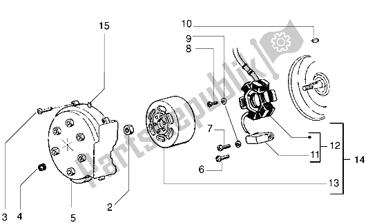 All parts for the Flywheel Magneto of the Gilera DNA 50 1998