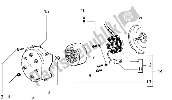 All parts for the Flywheel Magneto of the Gilera DNA 50 1998