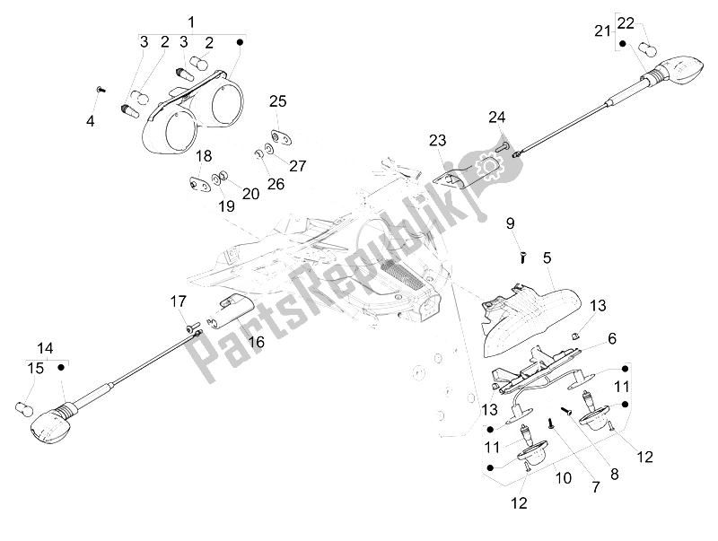 Todas las partes para Faros Traseros - Luces Intermitentes de Gilera Fuoco 500 4T 4V IE E3 LT 2013