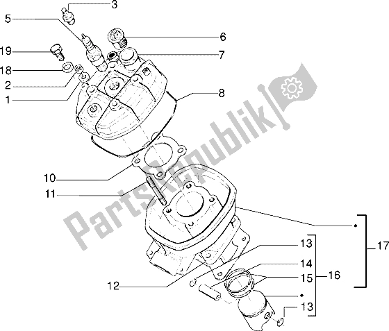 Todas las partes para Cabeza-cilindro-pistón de Gilera RK 50 1998
