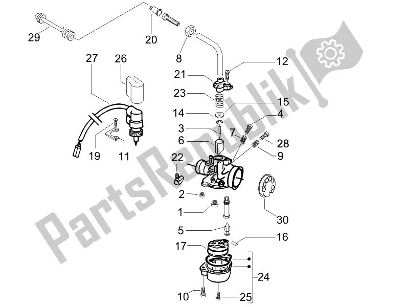 Toutes les pièces pour le Composants Du Carburateur du Gilera Runner 50 SP 2008