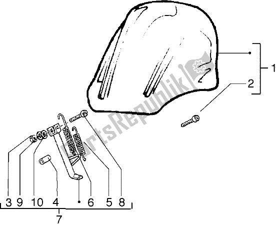 Toutes les pièces pour le Kit De Support De Pare-brise du Gilera Runner VX 125 1998