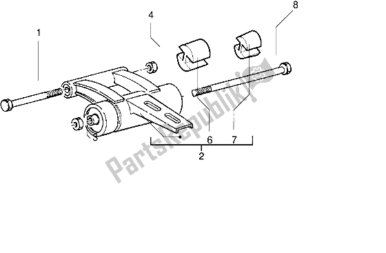 All parts for the Swinging Arm of the Gilera DNA 50 1998