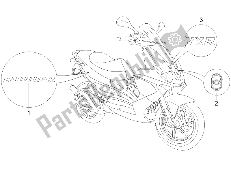 All parts for the Plates - Emblems of the Gilera Runner 200 VXR 4T Race UK 2006