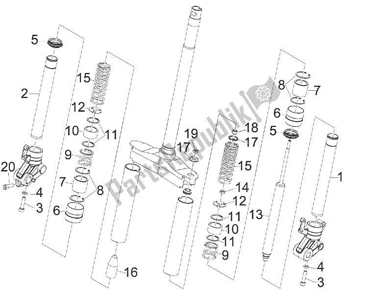 All parts for the Fork's Components (mvp) of the Gilera Runner 50 Pure JET 2005