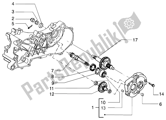 All parts for the Rear Wheel Shaft of the Gilera Runner 50 Purejet 1998