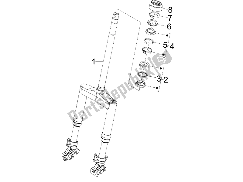 Toutes les pièces pour le Fourche / Tube De Direction - Palier De Direction du Gilera Runner 50 Pure JET 2010