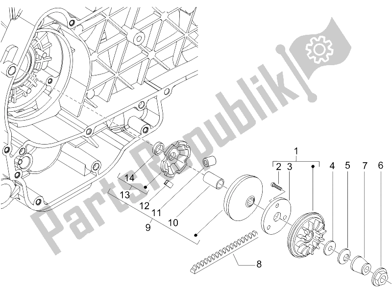 All parts for the Driving Pulley of the Gilera Runner 125 VX 4T Race E3 2006
