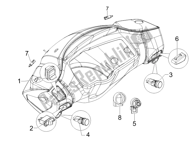 Toutes les pièces pour le Sélecteurs - Interrupteurs - Boutons du Gilera Runner 200 ST 4T E3 2008